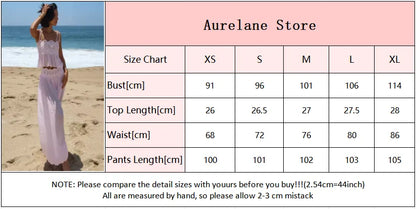 Beach Lace Hollow Out Women's Summer Pants Sets Lace Up Backless Spaghetti Strap Crop Top Loose Pleated Lantern Pant 2026 Suit