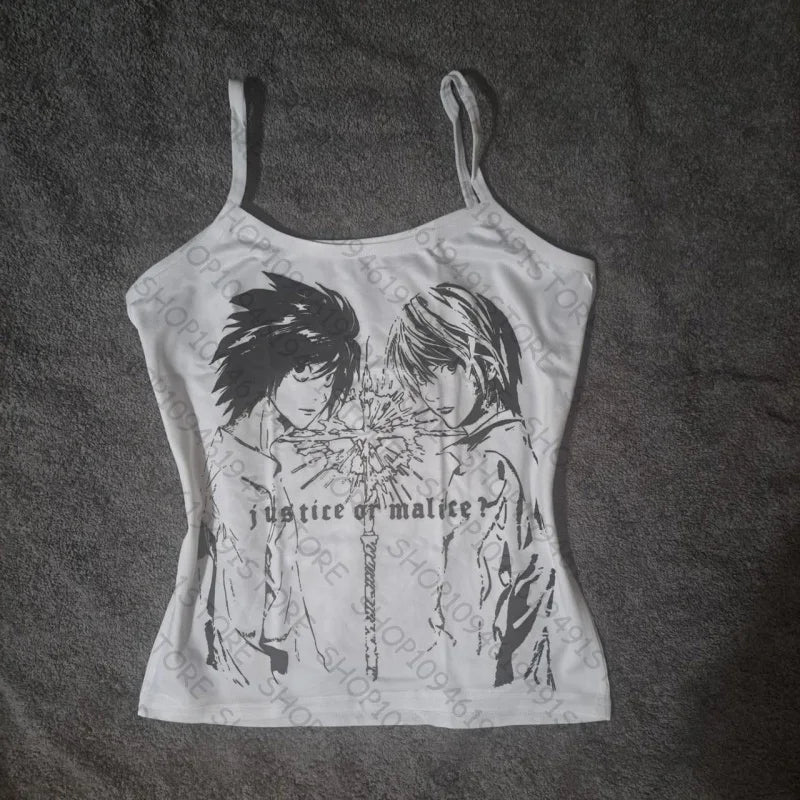 Y2k Vintage Punk Printing Graphic Women Vest Streetwear Gothic Harajuku Women Clothing Tank Tops Y2k Style Baby Tank Summer