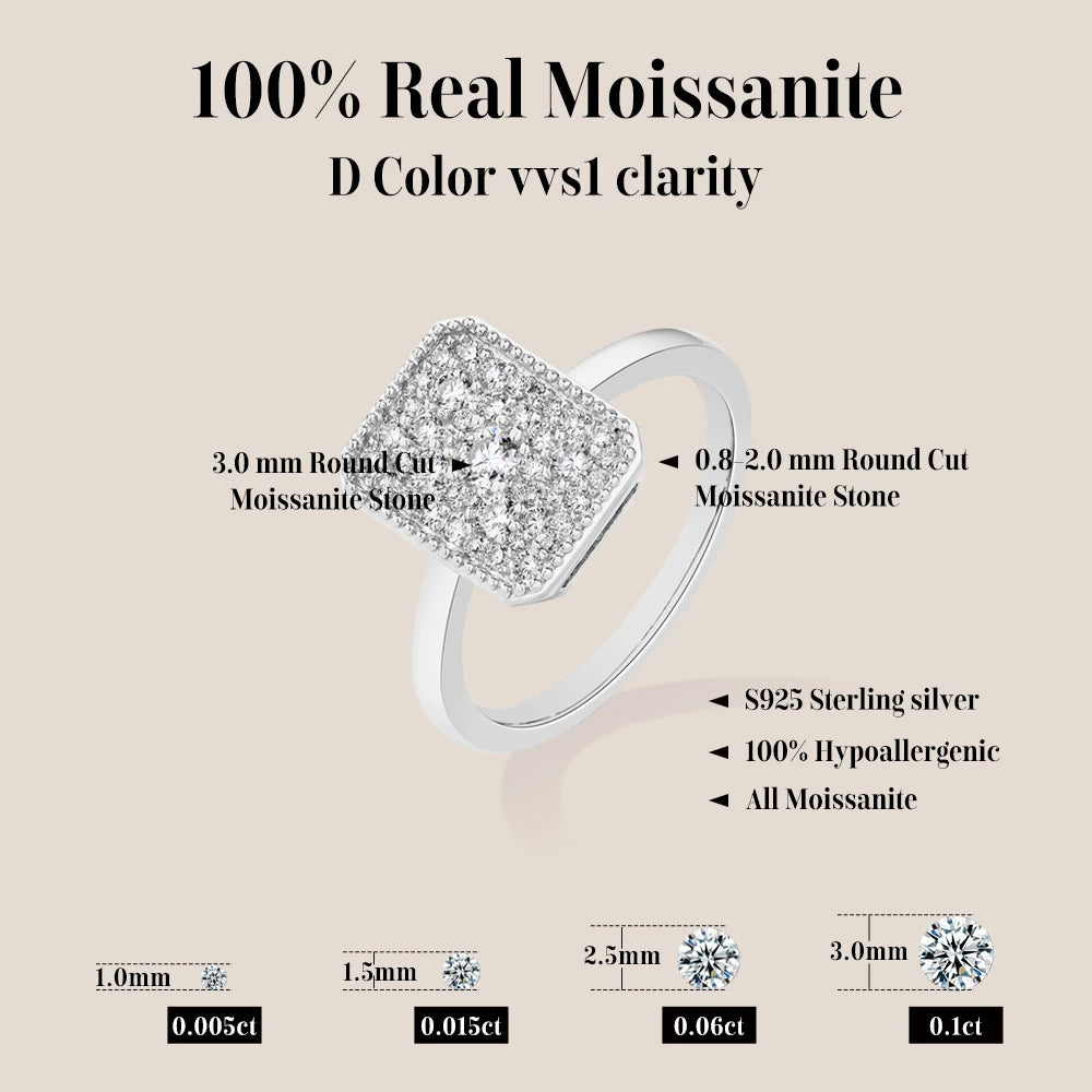 MINTYBOX Rectangul Moissanite Ring S925 Silver Engagement Diamond Rings 18K Gold For Women Luxury Fine Jewelry Anniversary Gift