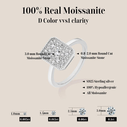 MINTYBOX Rectangul Moissanite Ring S925 Silver Engagement Diamond Rings 18K Gold For Women Luxury Fine Jewelry Anniversary Gift