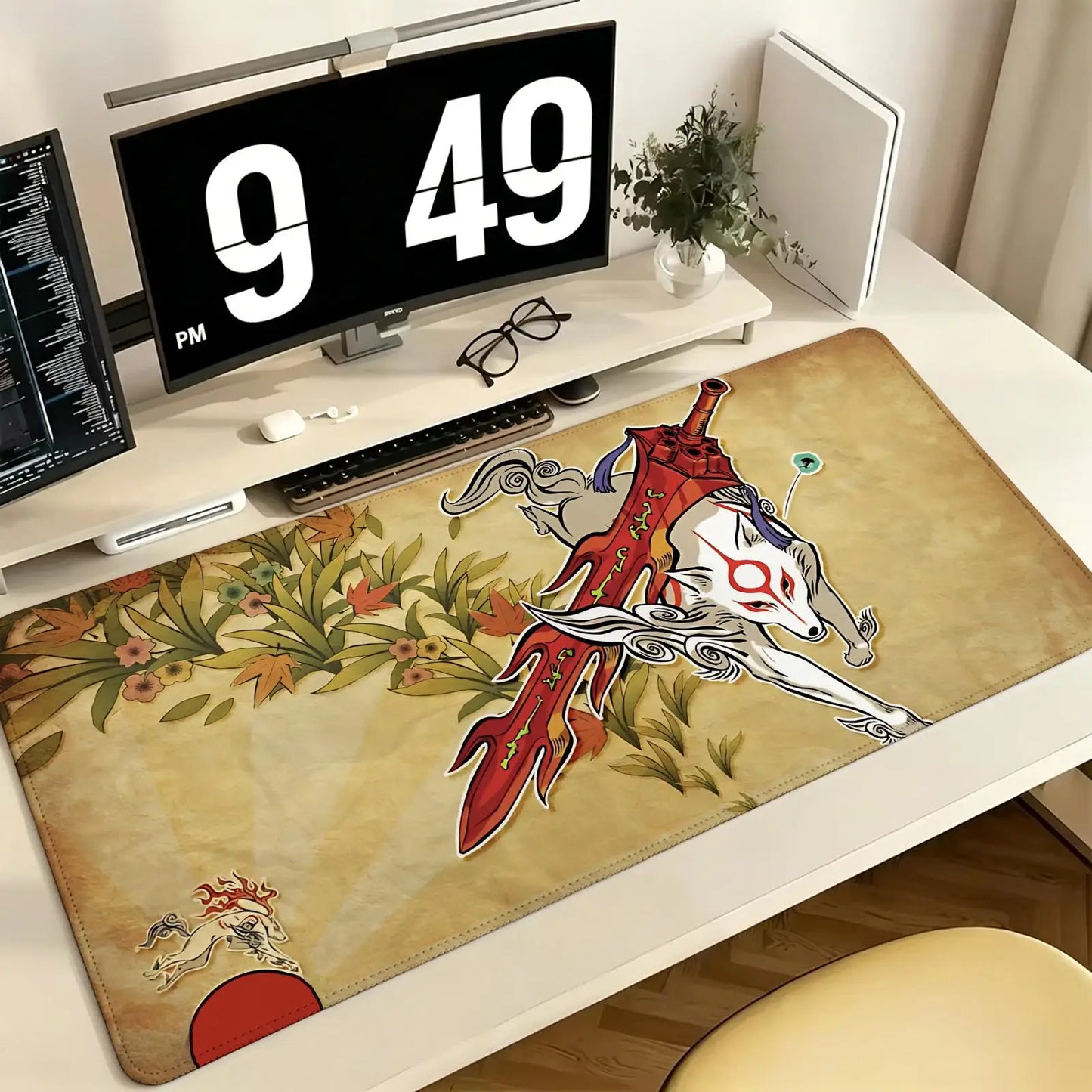 Pro E-Sports XXL Gaming Mousepad Extra Large Non-Slip Stitched Edge Keyboard Laptop Desk Mat For PC Gamer Cartoon Okami