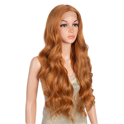 Synthetic Lace Frontal Wig For Women Cosplay Highlight Wig Body Wave Lace Wig Orange Ombre Blonde Brown Wigs Heat Resistant Wig