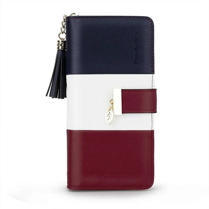 Pomelo Best RFID Blocking Tri-color Women's Zipper Wallet PU Leather Large Capacity Card Holder Coin Purse Travel Gift Clutch
