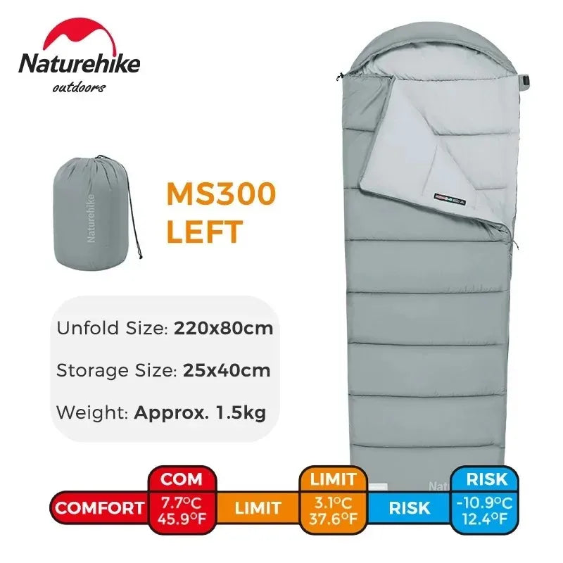 Naturehike Camping Sleeping Bag with Hood 3 Seasons Sleeping Bag Warm Lightweight Waterproof Outdoor Envelope Sleeping Bags