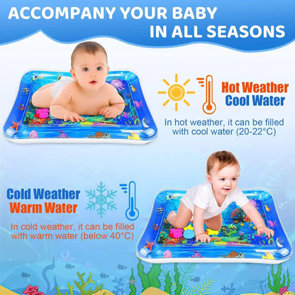 Large Pet Water Sensory Mat Inflatable Sea Animal Design Playmat for Dogs Cats Thickened Splash Proof Activity Toy with Fishes