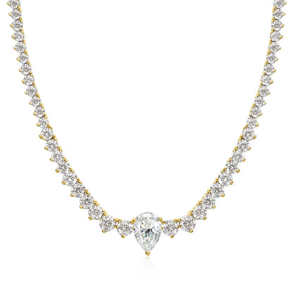 KNOBSPIN GRA Certified Moissanite Tennis Necklace with 4ct Pear Cut Pandent Solid 925 Silver Wedding Tennis Necklaces for Women