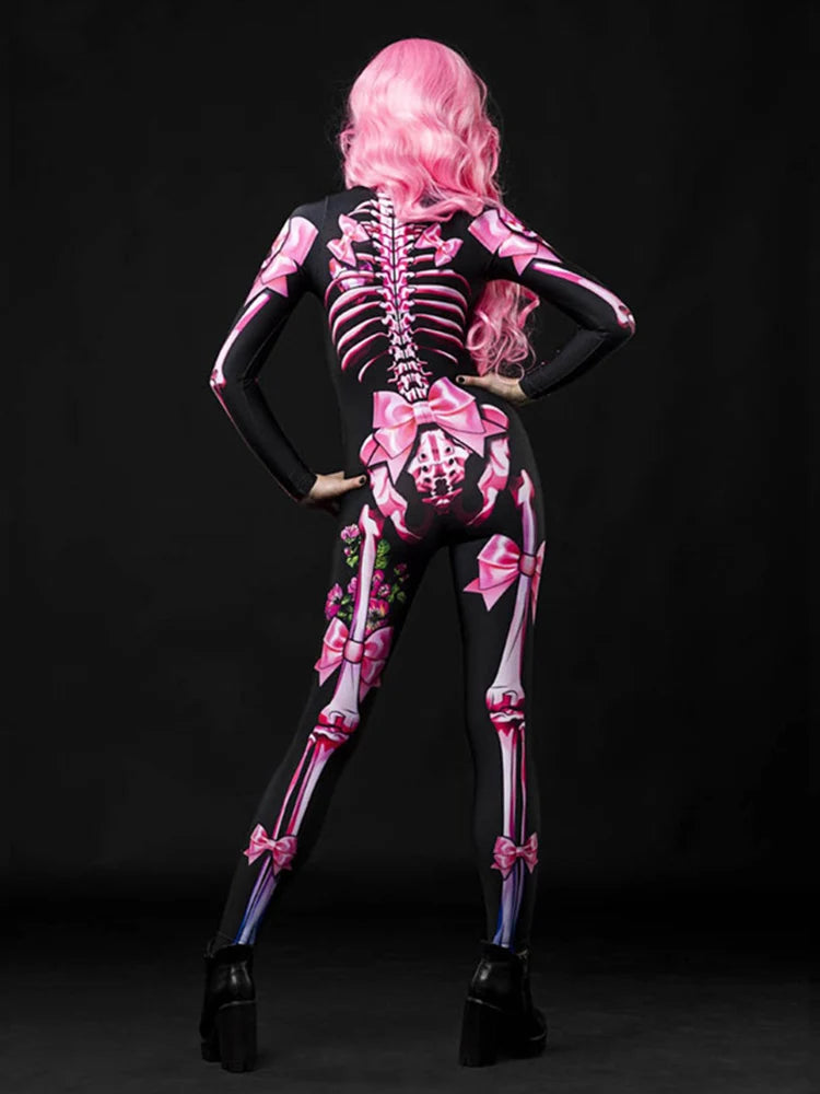 Halloween Scary Cosplay Skeleton Rose Sexy Women Devil Vampire Jumpsuit Party Carnival Scary Costume Baby Girl Day of The Dead
