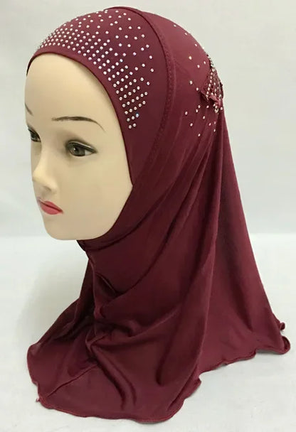Girls Kids Muslim Beautiful Hijab Islamic Arab Scarf Shawls Flower Pattern