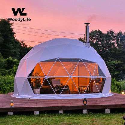 Geodesic Dome Manor Greenhouse Tent Leisure Resort Vacation Outdoor Glamping Round Tent Transparent Starry Sky Luxury Hotel Dome