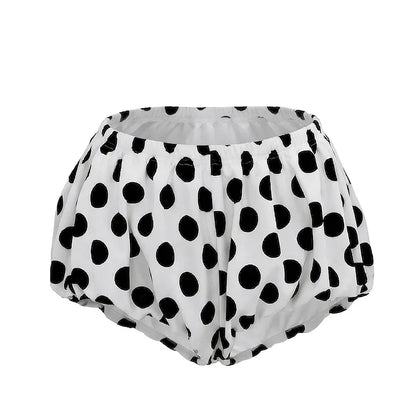 FAGADOER Retro Polka Dot Two Piece Sets Spaghetti Strap Ruched Crop Top + Bubble Puff Shorts Outfits Women Holidays Suits