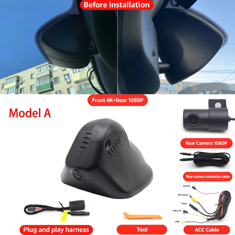 for Jeep Cherokee KL Facelift 2019-2025 Plug and Play Wifi OEM DVR 4K Dash Cam Front Rear Camera Night Vision Video Recorder