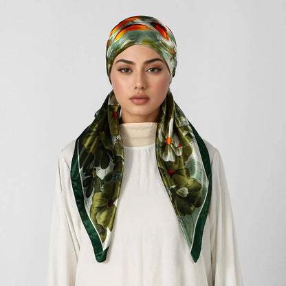 New Muslim Satin Silk Instant Hijabs Scarf Printed Turban Thick Hijab Cap Night Cap Women Ramadan Elastic Satin Hair Bonnet Eid