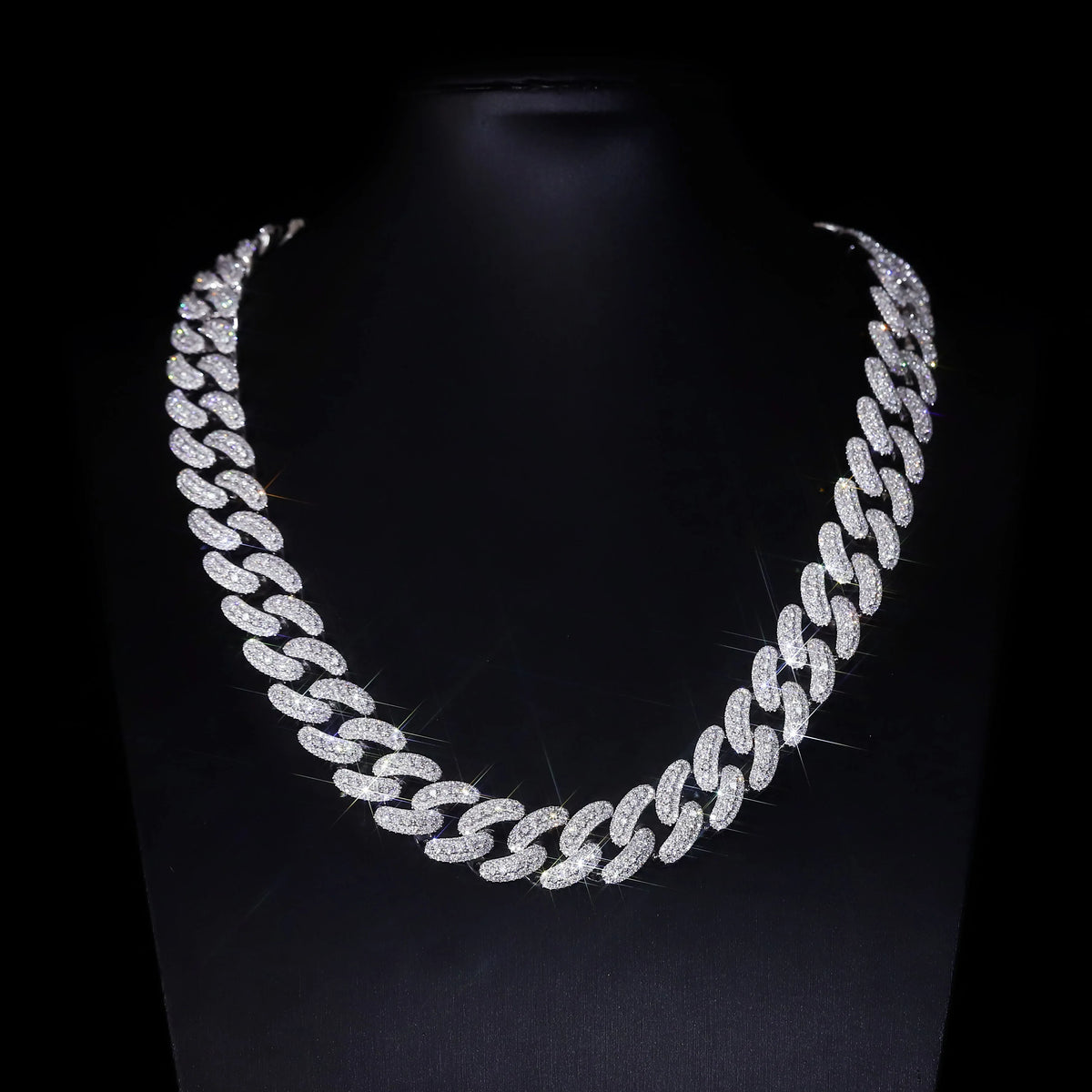 Moissanite Necklace For Men Iced Out Cuban Link Chain Hip Hop Jewelry For Party Nightclub Daily Wear Gift