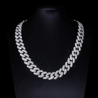 Moissanite Necklace For Men Iced Out Cuban Link Chain Hip Hop Jewelry For Party Nightclub Daily Wear Gift