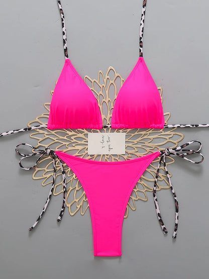 Sexy Leopard Women's Beach Bikini 2026 Swimsuit Halter Tie Micro Thong Bikinis Sets Female Swimwear for Woman Wear Bathing Suit