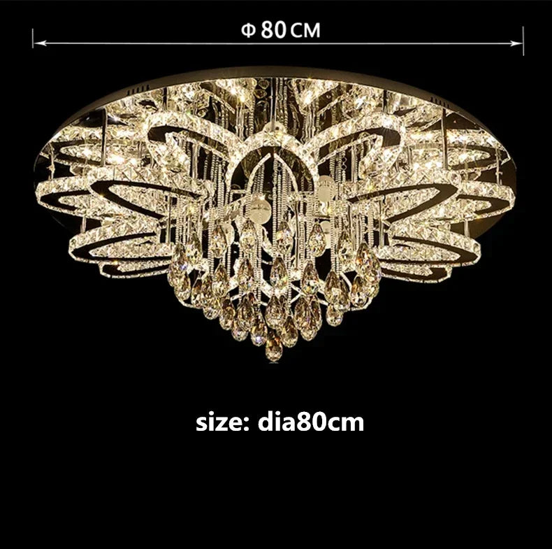 LED Modern Crystal Stainless Steel Round Dimmable RGB Chandelier Lighting Lamparas De Techo For Foyer Living Room Bedroom