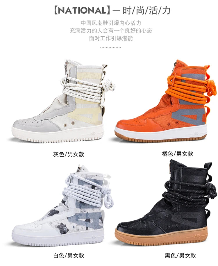 Unisex High-Top Chunky Sole Platform Boots - Winter Couple Shoes in Black and White