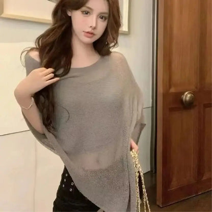 Trendy Loose Irregular Cape Shawl Thin Sun Protection Shawls Ice Silk Sunscreen Scarf