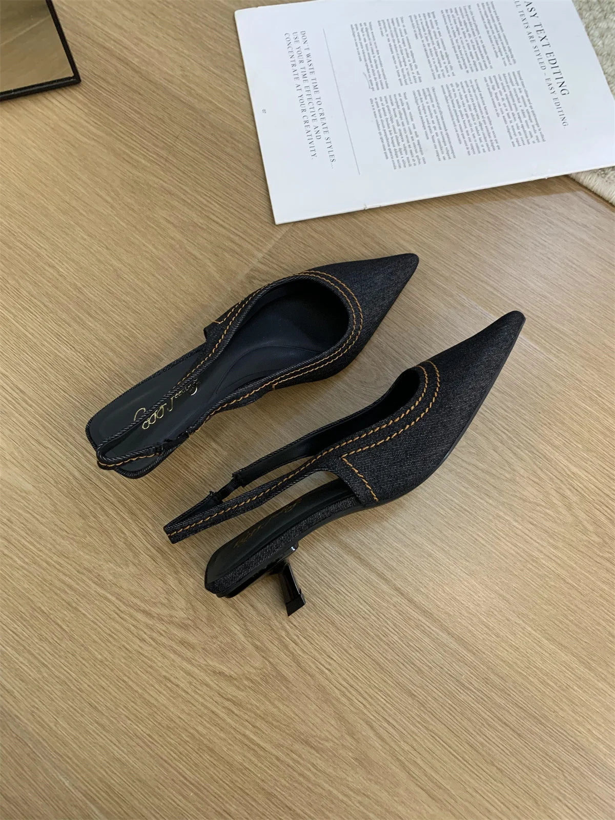 Bailamos Brand New Women Sandals Fashion Pointed Toe Shallow Slip On Ladies Elegant Slingback Shoes Med Heel Pumps Shoes Mujer