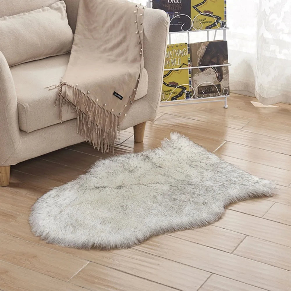 Imitation Wool Non Slip Fluffy Shaggy Floor Protection Soft Rugs Washable Sheepskin Rug Bedroom Mats Faux Fur Home Decor