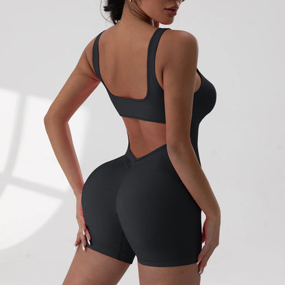 Sexy With V-shaped Exposed Waist Women's Summer Jumpsuits Fitness Daily Wear Casual Yoga Workout Jumpsuits