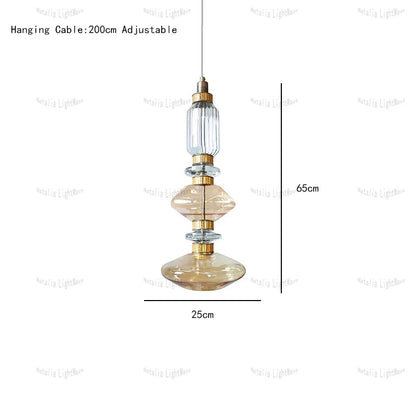Creative Design Trendy Modern Glass Lamp Modern Home Decor Living Room Pendant Lights LED Foyer Hanging Lamp Long Table Lustre