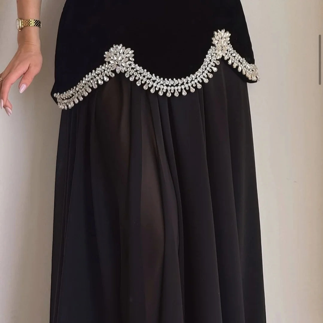 Bella Customized Black Glitter Strapless Backless robes de soirée SleevelessA-line Party Dresses Floor-Length Prom Dress 2026
