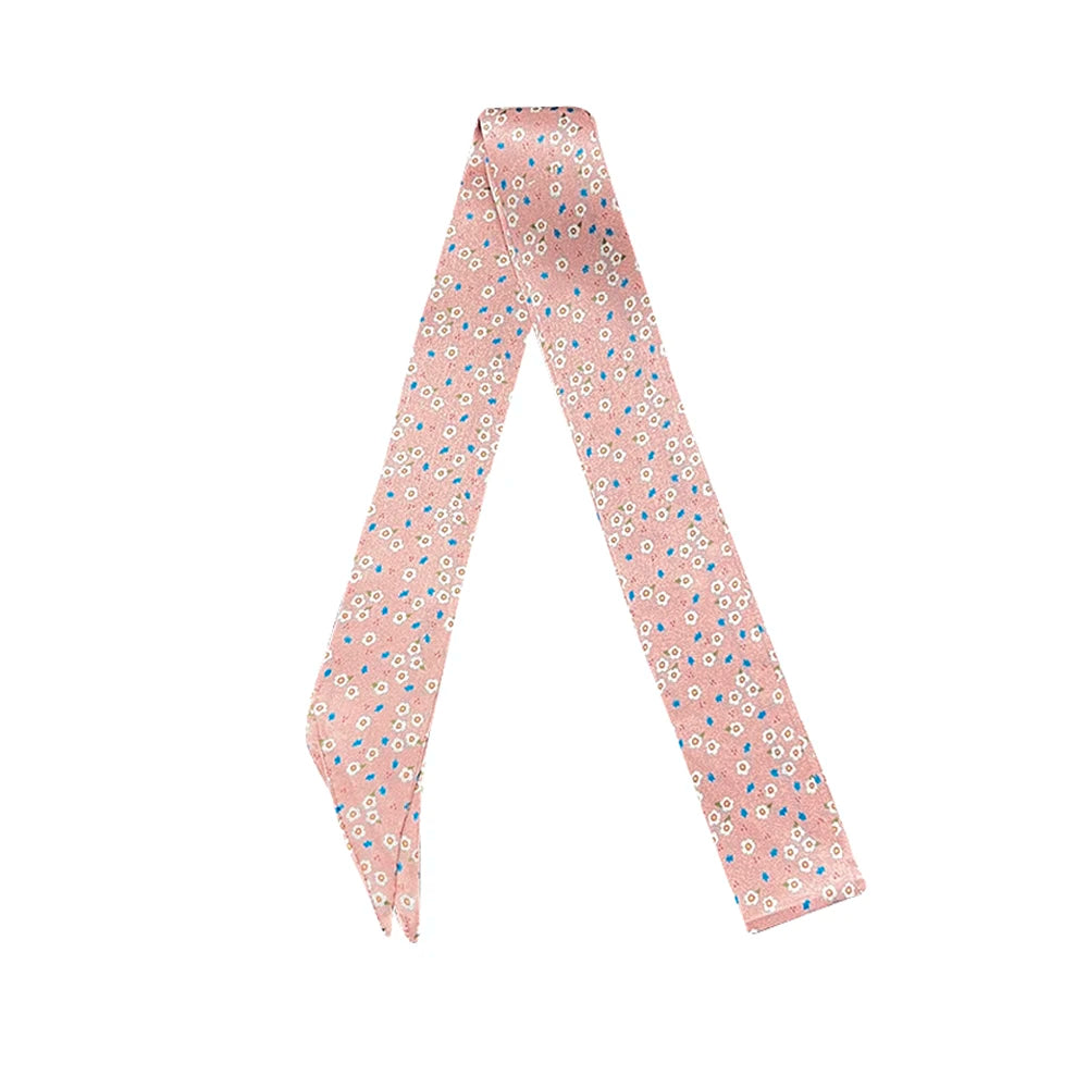 100% Natural Mulberry Silk Long Scarf Solid Color Neckerchief Hair Ties Bag Ribbon Headband Hair Ornament Female Strip Scarves