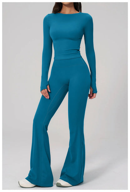 Yoga Set 2PCS Women Tracksuit Sportswear Workout Clothes Athletic Wear Gym Clothing Legging Fitness Top Long Sleeve Sports Suits