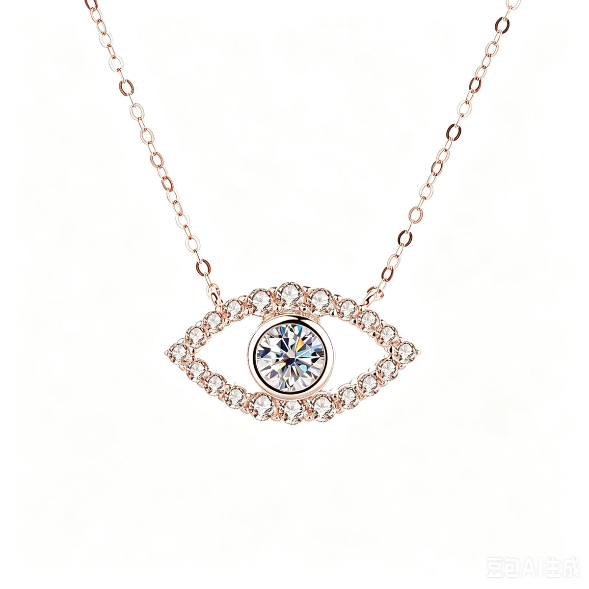 TS 925 Sterling Silver Plated Platinum Moissanite Necklace For Women 1 Carat Lab Moissanite Eye Pendant Necklace Jewelry Gift