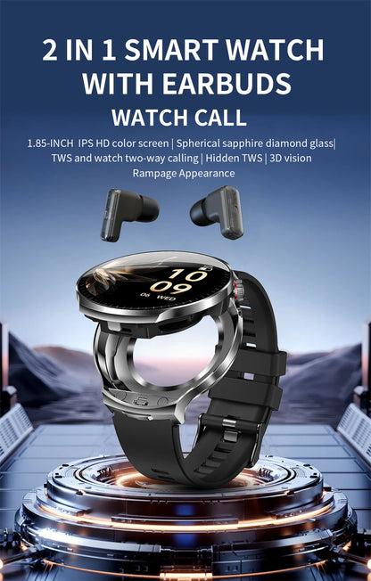 2026 New TWS 2 in 1 Smart Watch with Earbuds Bluetooth Call Earphone Smartwatch Men Women Heart Rate Monitor Sport Music Watches