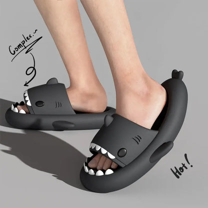 2024 Men EVA Shark Sandals Women Outdoor Beach Thick Soled Slippers Adult Non-slip Summer Slides Couple Cute Solid Color Shoes