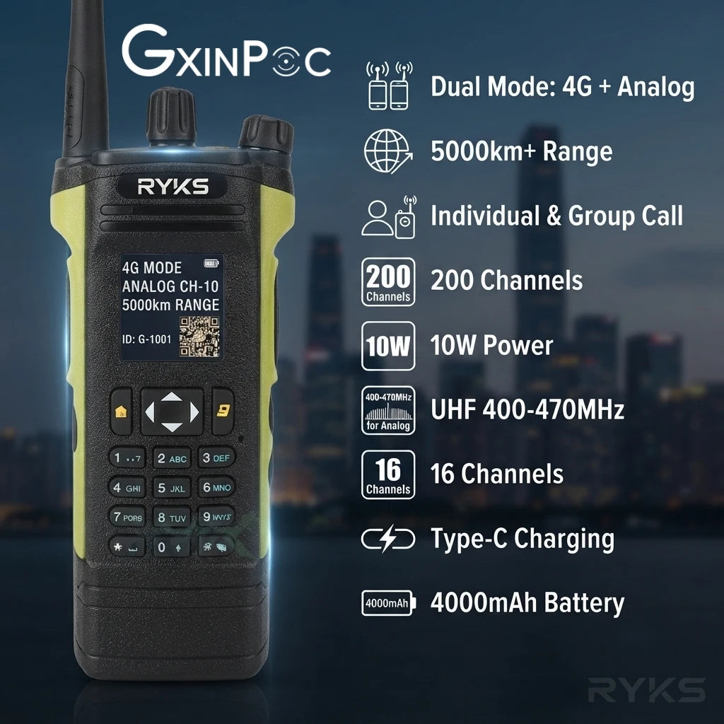 Poc Walkie Talkie 4G Uhf 400-470Mhz 8W 5000Km Distance  4G Poc Network Radio Ham Two Way Radio For Hunting Hiking