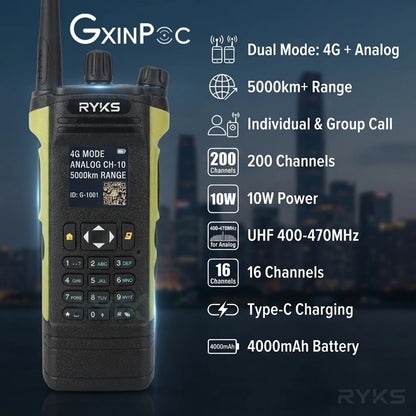 Poc Walkie Talkie 4G Uhf 400-470Mhz 8W 5000Km Distance  4G Poc Network Radio Ham Two Way Radio For Hunting Hiking