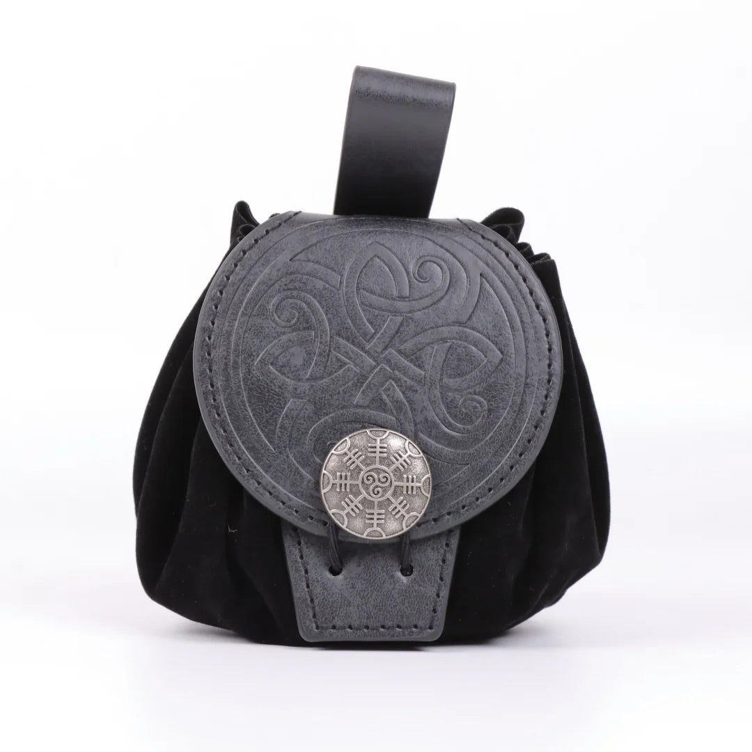 Medieval Viking Money Pouch Bag Cosplay Hangable Belt Waist Bag Unisex Leather Drawstring Bag Coin Purse Party Accessories Prop