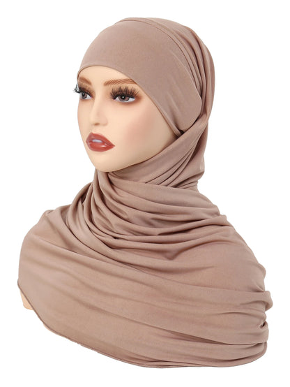 Crystal Hemp Women's Hijab Solid Color Muslim Ladies Turban Soft Elastic Headscarf Middle Eastern Head Wrap Head Scarf
