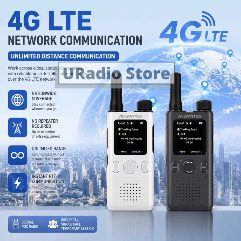ALERVITES PoC AT1 Global Mini Walkie Talkie Baofeng Radio 4G APP Setting Type-C Charging Ultra-light Thin Single Call Nationwide