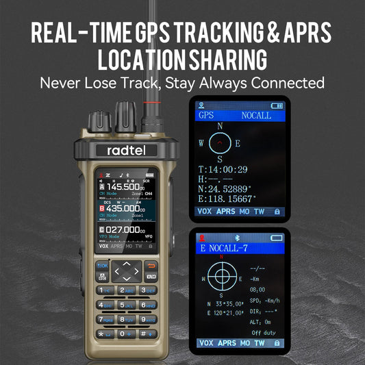 Radtel RT-950 Pro Sand Color + Programming Cable Walkie Talkie with GPS APRS 10W Bluetooth Phone Programming Ham Radio RT-950PRO