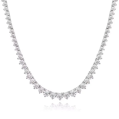 Kanolan Moissanite Tennis Necklace for Women 925 Sterling Silver 18K White Gold 3 Claw Graduated Necklace Luxury Wedding Jewelry