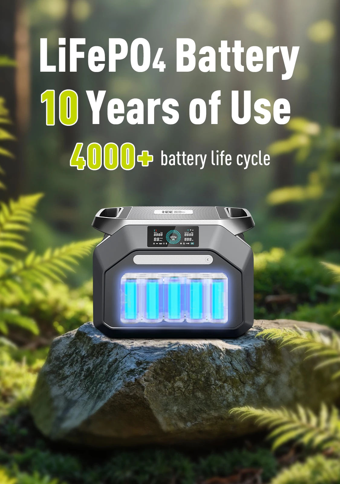 IEE P1800 Portable Power Station 1800W(3600W Surge) 1024Wh EV Grade LiFePO4 Battery Solar Generator, 220V EU Socket Pure Sine Wave, WiFi App Monitor, UPS Uninterruptible Power Supply for Outdoor Camping Road Trip Home Power O