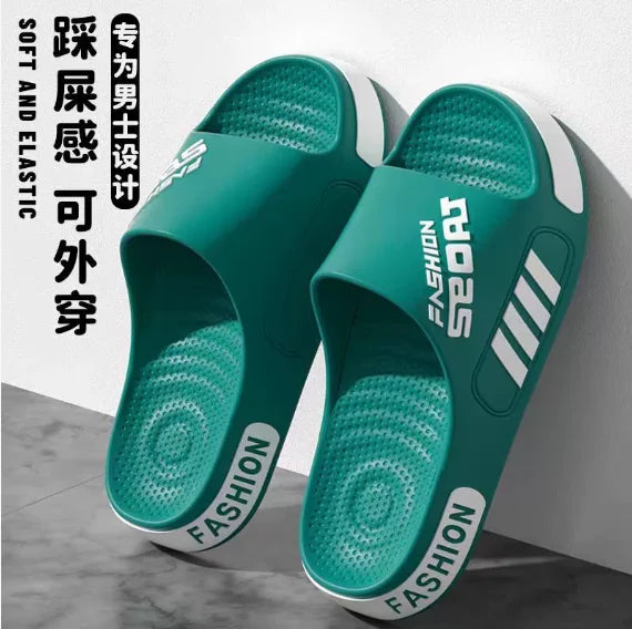 Big Size 36-47 Men Slippers Summer Flat Sole Home Slippers For Women Man Open Toe Trend Slides Couple Light Beach Shoes Sandals
