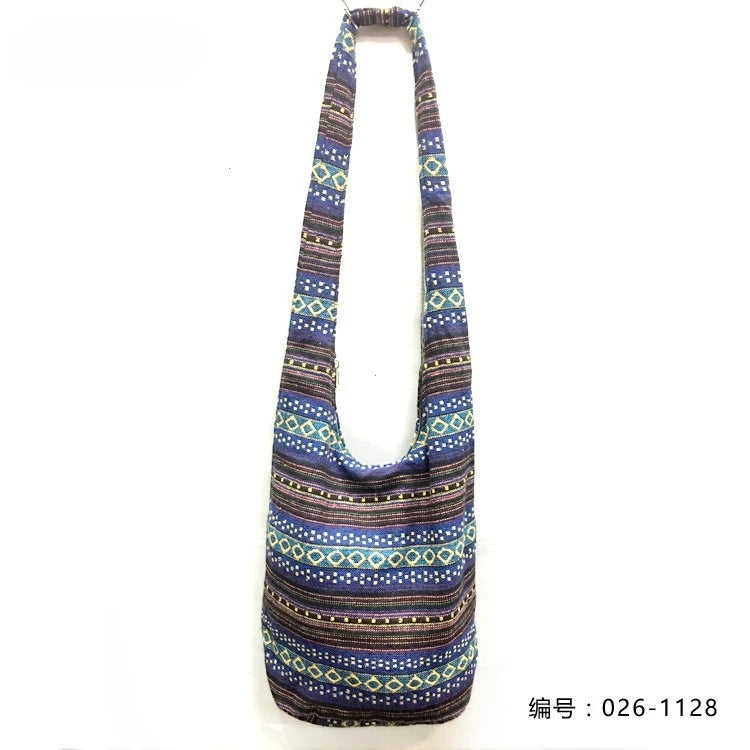 Bohemian Boho Crossbody Bag Women's Bucket Shoulder Bags Ladies Ethnic Canvas Casual Shopping Travel Messenger Bag Hippie Tote