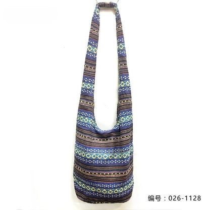 Bohemian Boho Crossbody Bag Women's Bucket Shoulder Bags Ladies Ethnic Canvas Casual Shopping Travel Messenger Bag Hippie Tote
