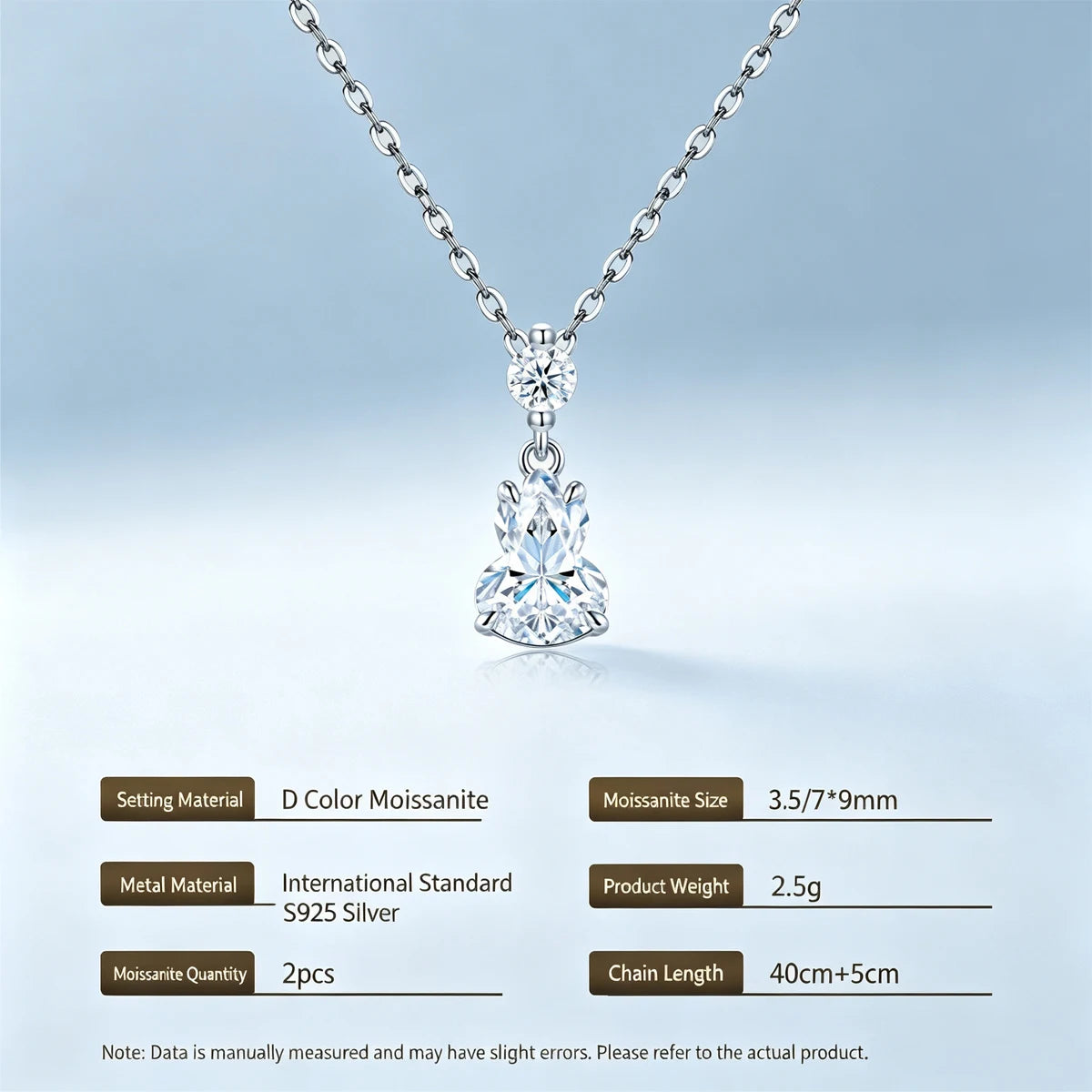 925 Sterling Silver Moissanite Pendant Necklace Sparkling D VVS1 Chain Exquisite Gourd Shape Design Moissanite Gemstone Necklace For Women Wonderful Birthday Engagement Anniversary Valentine’S Day Gift For Girl Friend Wife