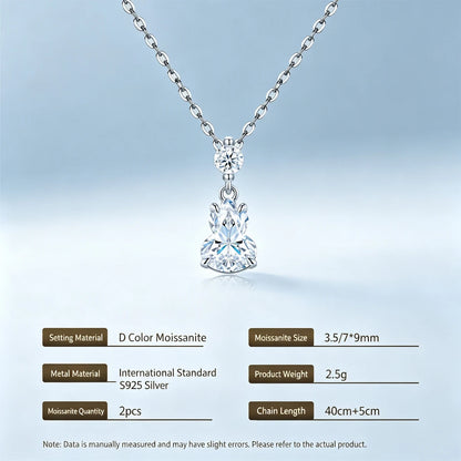 925 Sterling Silver Moissanite Pendant Necklace Sparkling D VVS1 Chain Exquisite Gourd Shape Design Moissanite Gemstone Necklace For Women Wonderful Birthday Engagement Anniversary Valentine’S Day Gift For Girl Friend Wife