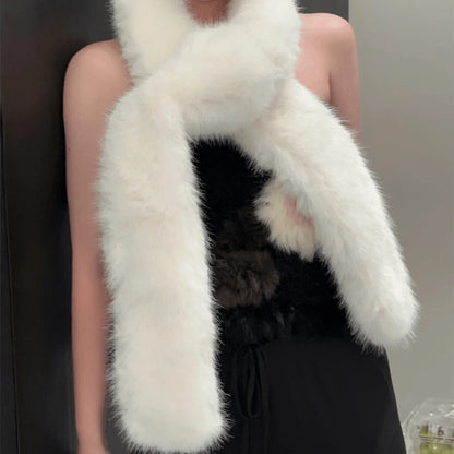 2024 New Winter Imitation Mink Fur Scarf Women Scarf Fluffy Warm Fashion Long Scarf Y2k Girls Europe and America