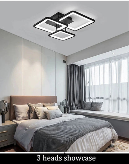 Creative Grid LED Ceiling Light Luxury Villa Hall Black Living Room Decor Dining Room Ceiling Chandelier Home Lustre Fixture