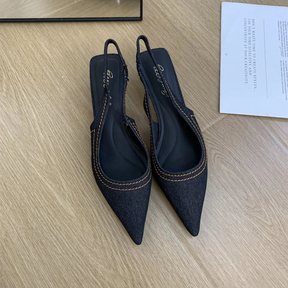 Bailamos Brand New Women Sandals Fashion Pointed Toe Shallow Slip On Ladies Elegant Slingback Shoes Med Heel Pumps Shoes Mujer