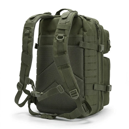 45L Tactical Fishing Backpack Molle Water Resistant Outdoor Tackle Bag Large Capacity Storage Camping Hiking Travel Rucksack Trekking Men Women Anglers Fishermen Rod Reel Gear Durable Multi Pocket Wear Resistant Lake River Se
