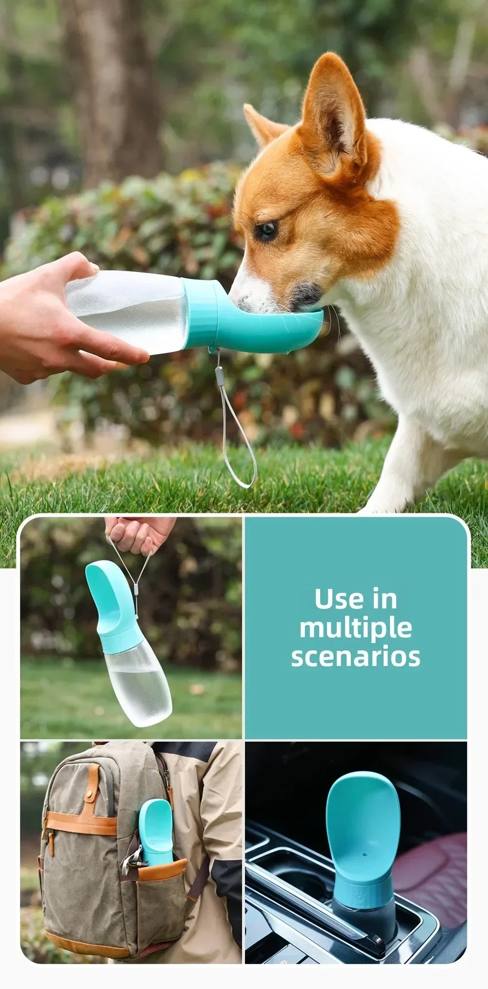 1PC 300ml 500ml Travel Pet Water Bottle Integrated Drinking Bowl Portable Dispenser for Dogs Cats Outdoor Travel and Activities